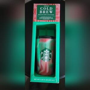 NIB STARBUCKS Cold Brew Gift Set Tumbler Cup & Caramel Pods with 3 Straws